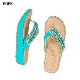 Flops Summer New Fashion Wild Rhinestone Beaded Flip Flop Women Phnom PenhClip Toe NonSlip Sandals Women PU vamp Sandals xx200