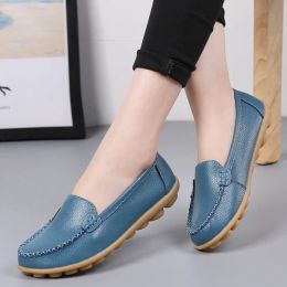 Boots 2022 Slip On Shoes Woman Flats Ballet Shoes For Woman Loafers Breathable Moccasins Boat Ballerina Leather Ladies Casual Shoes