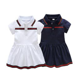 Baby Girls Striped Dresses Kids Short Sleeve Dress Children Solid Summer Clothes Girl Embroidery Dress For 6M24M9414927