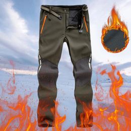 Men's Pants Colour Block Hiking Windproof Work Fleece Warm Lined Trekking With Pockets Outdoor Fitness Softshell Bottoms