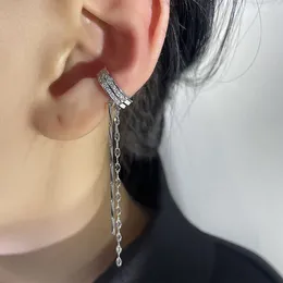 Backs Earrings Elegant Long Tassel Chain Clip For Women Exquisite Sparkling Rhinestone C-Shaped Ear Accessories Fashion Jewellery