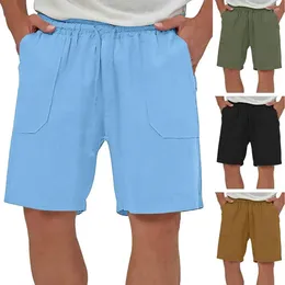 Men's Shorts Men Sport Drawstring Straight Elastic Waist Casual Pockets Above Knee Length Summer Clothes