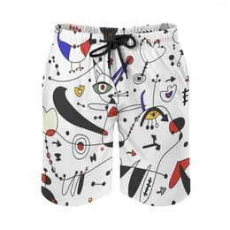 Men's Shorts Miro Inspiration Beach With Mesh Lining Surfing Pants Swim Trunks Abstract Geometrical Childrens Animal Pattern