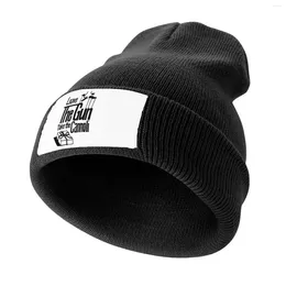 Berets The Godfather Quote Leave Gun Take Cannoli Pen Drawing Sticker Knitted Cap Fluffy Hat Caps Women Men's