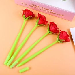 Silicone Rose Flower Gel Pen Signature Student School Office Creative Korean Stationery Simulation Cute Writing Supplies