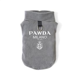 Pawda Polar Fleece Icon Autumn Spring Tow Buckle Small Medium Dog Clothes Chihuahua Teddy Yorkshire Warm Singlet Streetwear 240301
