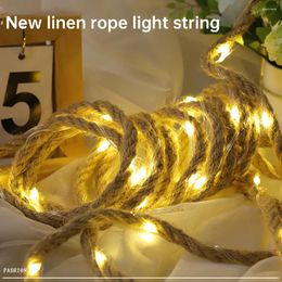 Strings Fairy Jute Rope String Lights 5 Metres 50LEDs 2700K Light Solar Battery Powered Waterproof Outdoor Patio Garden Decoration