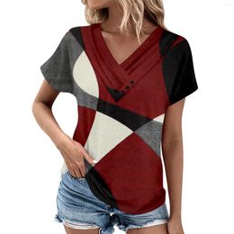 Women's T Shirts Summer Tops For Women Pattern V-Neck Short Sleeve Comfy Womens Oversized Tshirts Clothing Ropa Mujer