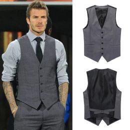 Vests Mens Suit Vests Single Breasted Grey Blue Black Highend Male Waistcoat Slim Fit Formal Business Casual Vest Veste Homme