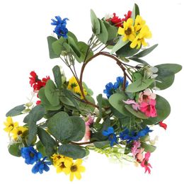 Decorative Flowers 2 Pcs The Artificial Garland Taper Holders Mini Wreaths Floral Green For Decorating Wedding Centrepieces Tables