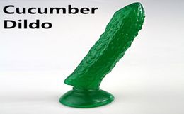 novelty suction green vegetable cucumber dildo artificial penis dick female masturbation sex toys adult products for women8160451