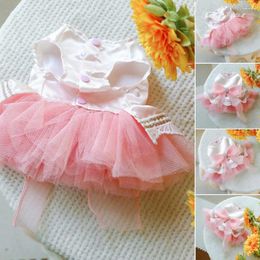 Dog Apparel Easy To Take Off Pet Dress Charming Rhinestone Bow Decor Princess Fashionable Mesh Splicing Wedding For Outings