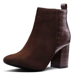 HBP Non-Brand New Arrival Chunky Heel Woman Zip Down High Heel Boots Dressing Boot Waterproof New Trendy Ladies Shoes