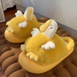 Slippers Cute Cartoon Slipper for Women Kawaii Duck Animals Girls Home Slippers Winter Plush Warm Ladies Indoor Family Fuzzy Flip Flops