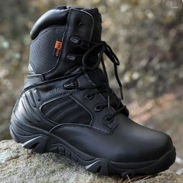 Fitness Shoes Black Military Boots For Men Waterproof Man Work Full Genuine Leather Outdoor Ankle High Quality