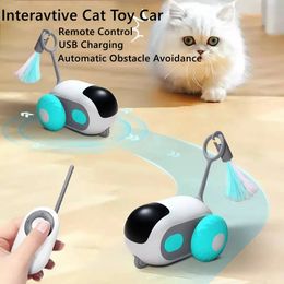 Interactive Remote Control Electric Intelligent Smart Car Cat Toys USB Rechargeable Sports Dogs Pet Automatic Stick Play Teaser 240309