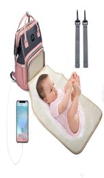 Diaper Bags Lequeen USB Mummy Bag Bed Nappy Baby Fashion With Changing Pad Travel Backpack G For Care9906928