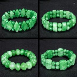 Strand 10pc Emerald Dry Barrel Shaped Bead Bracelet Full Emperor Green Iron Longsheng As Right Rain Jade Hand