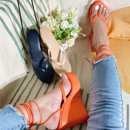 Non-Brand Ankle Strappy Sandalias HBP Planas Outdoor Wedge Platform Slipper Sepatu Women Shoes Summer Sandals
