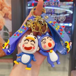 2024 Funny cross dressing anime crayon cute keychain couple car personalized keychain creative backpack cartoon pendant