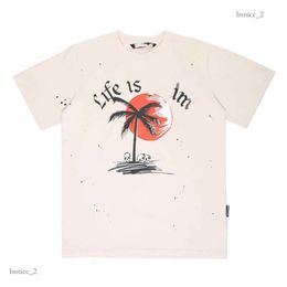 Designer Luxury Palmangel Shirt Palms Angels Mens Women Coconut Tree Couple Short Sleeve T Shirt Pattern Inkjet Graffiti Letter Printing Fashion Casual Tshirt 609