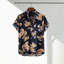 Men's Casual Shirts Men Beach Shirt Summer Single-breasted Loose Short Sleeve Turn-down Collar Cardigan Hawaiian Camisa Masculina