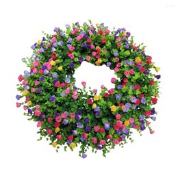 Decorative Flowers Cottage Spring Living Room Wall Eucalyptus Greenery Plastic Fireplace Purple And White Flower Wreath Statement