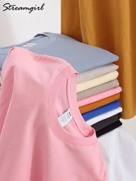 Basic Spring T Shirt For Women Long Sleeve Tees Pink Cotton Tops Ladies White Blouses And Tshirts 240309