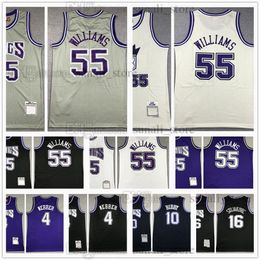 Retro Mesh Basketball Jerseys Mike Bibby 10 Jason Williams 55 Chris Webber 4 Stitched 100% Embroidery