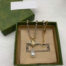 Lucky girl Bee Pearl Pendant G Necklace for women exclusive unique charm