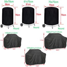 12 Size Outdoor BBQ Cover Dust Waterproof Weber Heavy Duty Grill Cover Rain Protective Outdoor Barbecue Cover Round 240308