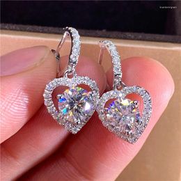 Hoop Earrings High Quality Heart With CZ Stone Timeless Style Fancy Women Accessories Aesthetic Eternity Jewellery