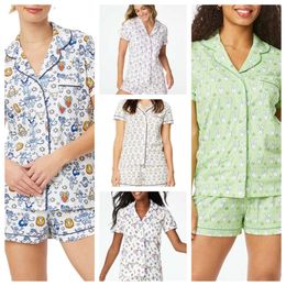 Womens Cute Roller Rabbit Two Piece Pants Pyjamas Y2k Monkey Prefabricated Printing 2-piece Pyjama Set Short Sleeve Shirt Pj Shorts Set Casual home Wear sd