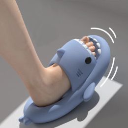 Slippers 2022 Cartoon Shark Shape Summer Man Women Slippers Cute Flip Flops Thick Bottomed Home Bathing Slippers Indoor Household Slides