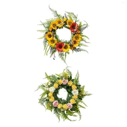 Decorative Flowers Spring Wreath Wall Hanging Ornament Stylish Rustic Garland Artificial Flower For Christmas Outside All Seasons