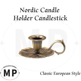 Nordic Candle Holder European Candlestick Antique Vintage Hand Hand Candelabrum Cynk Top