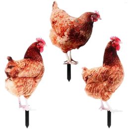 Garden Decorations 3 Pcs Statue Yard Ornament Animal Chicken Stake Lawn Decoration Sign Acrylic Stakes Yards