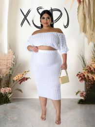 Sets 2 Piece Sets Women Outfit Off Shoulder Top and Skirt Fancy Sexy Outfit Autumn Plus Size Matching Sets Wholesale Dropshipping