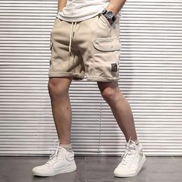 Men's Shorts Khaki Harajuku Men Summer Casual Cargo Streetwear Solid Color Sweat Jogger Cotton 2024 Japan Style