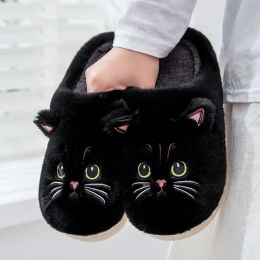 Slippers Black Funny Slippers Cat Vivid Women's White Fluffy Kitty Slides Shoes Ladies Cartoon Animal kitten Pink Furry Slipper