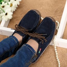 Boots 2019 Newest Women Sewing Leather Suede Platform Sneakers Women Shoes Ladies Casual Lace Up Flats Creepers Moccasins Woman Shoes