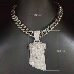 Ice Out Jewellery Sier Mens Vvs Diamond Head Moissanite Hip Hop Jesus Pendant