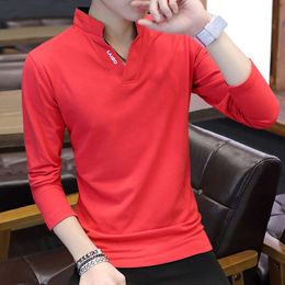 2024 Spring and Autumn New Men's Long Sleeved T-shirt V-neck Brand Cotton Clothes POLO Small Shirt Trendy Hoodie for Men