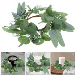 Decorative Flowers 2 Pcs Simulated Garland Ring Eucalyptus Wreath Small Silk Cloth Table Centrepieces For Wedding Tabletop Decoration Rings