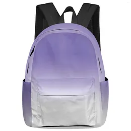 Backpack Purple White Gradient Women Man Backpacks Waterproof Travel School For Student Boys Girls Laptop Book Pack Mochilas