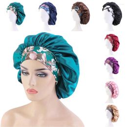 Berets 2 Pcs Silk Satin Bonnet Hair Caps Extra Large Sleeping Flower Band High Density Bonnets Women Braids Curly Night
