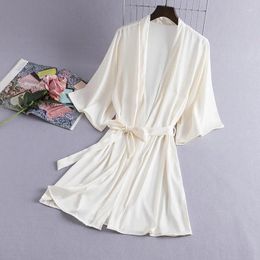 Women's Sleepwear 2024 Spring Summer Homewear Solid Satin Robe Bridal Wedding Dress Kimono Women Silk Rayon Nightgown Sexy Nightwear