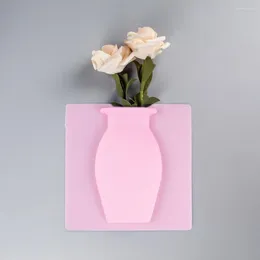 Vases 3Pcs Silicone Flower Vase Self Adhesion Hydroponics Planter Sticker Fridge Door Window Flowers Plants Home Decoration