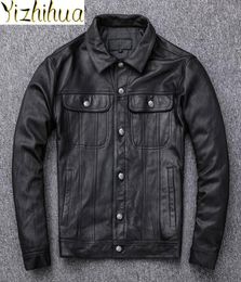 Azazel Genuine Leather Jacket Men Spring Autumn 200 Goatskin Leather Coat Short Motorcycle Jackets Cuero Genuino99224479908501