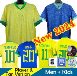 2024 BraziL VINI JR Soccer Jerseys Copa America Cup NEYMAR RODRYGO MARTINELLI Team Football ShirtHome Away Player Version Men Kids Kit Sets